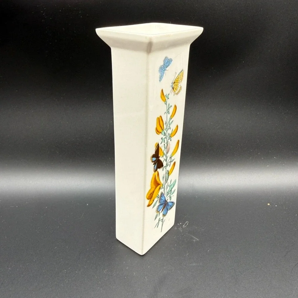 Vintage Portmeirion Pomona Broom Bud Vase Home Decor Floral Butterfly Cottage